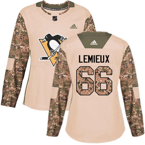 Adidas Penguins #66 Mario Lemieux Camo Authentic Veterans Day Women's Stitched NHL Jersey